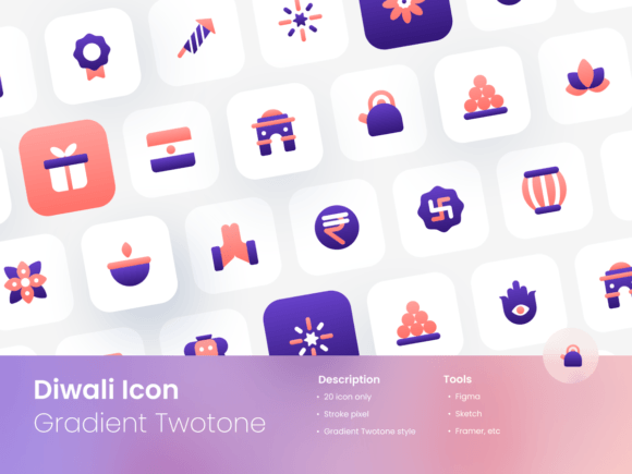 Diwali Icon Set Gradient Two-tone Style: A Designer's Toolkit