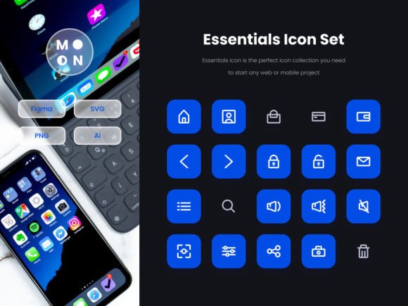 Elevate Your Visual Projects with the Essentials Outline Icon Set