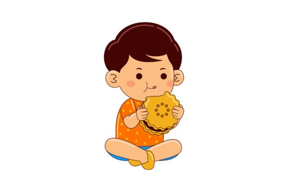 Engaging Digital Illustrations: A Deeper Look at Boy Kids Eating Biscuit