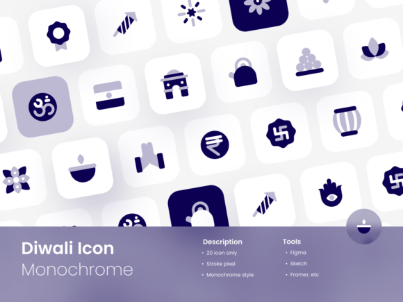 Monochrome Diwali Icon Set: A Professional Design Resource