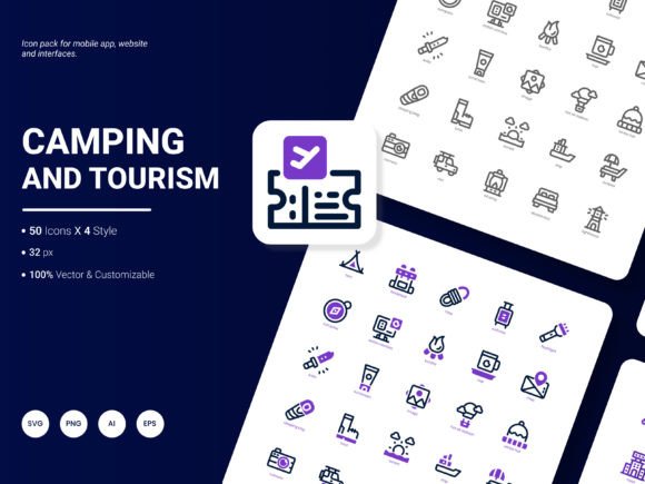 The Practical Value of a Comprehensive Camping and Tourism Icon Set