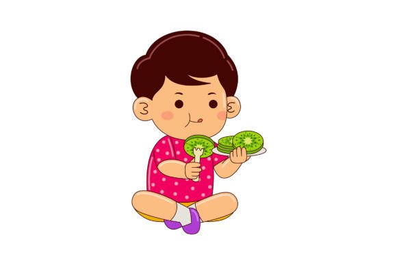 The Versatile Appeal of Boy Kids Eating Kiwi Illustration Packs
